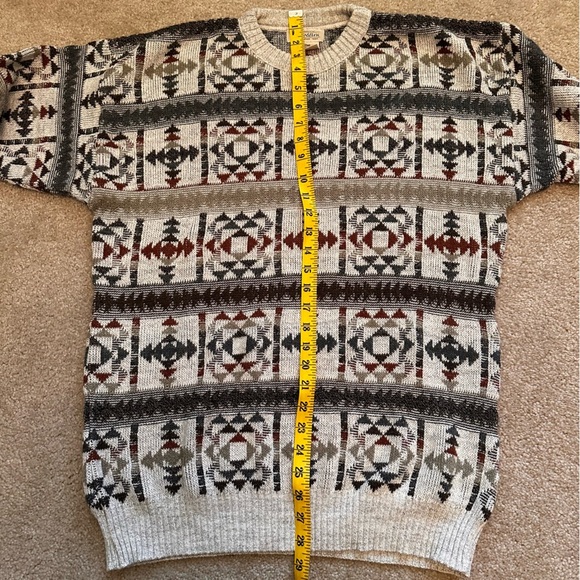 St. John’s Bay Knit Geometric Sweater 90s Y2K Grey Men’s  Medium Tall Vintage - Picture 5 of 9